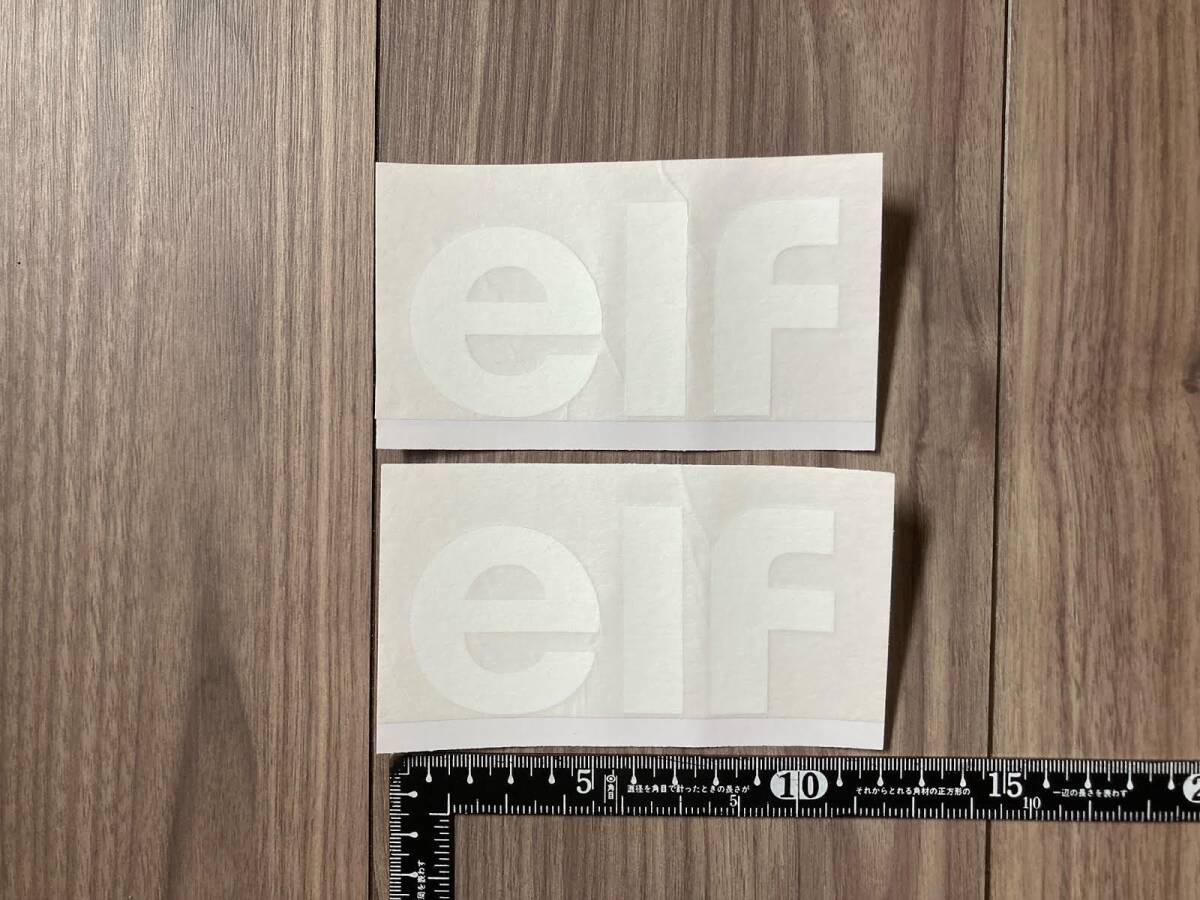 送料無料 ELF エルフ テキスト カッティング ステッカー 2枚セット ホワイト102mm × 50mm拍卖