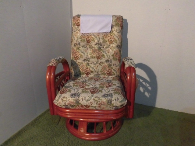 【送料無料】即決【限定品・新品】★高級ラタン肘付360度回転リクライニング座椅子【ハイタイプ】拍卖