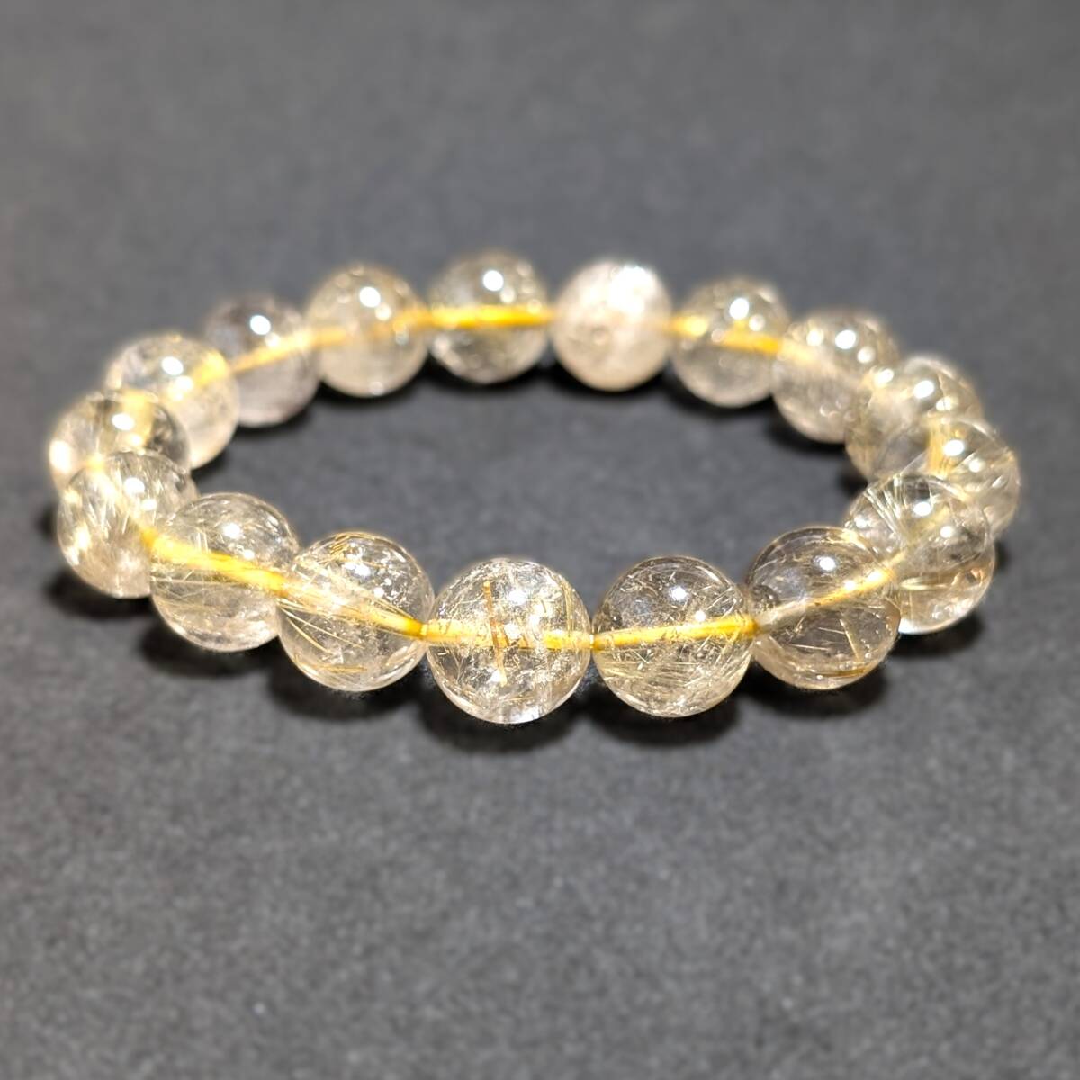 訳アリ価格 一部凹みあり ゴールドルチルブレスレット 12ミリ 虹入り金針水晶 最強天然石 パワーストーン 金運UP 開運 お守り効果 ギフト拍卖