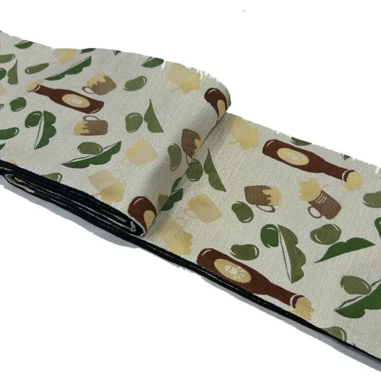 【新品未使用】おりびと半幅帯 ビール ジョッキ そら豆 個性的 可愛い お洒落拍卖