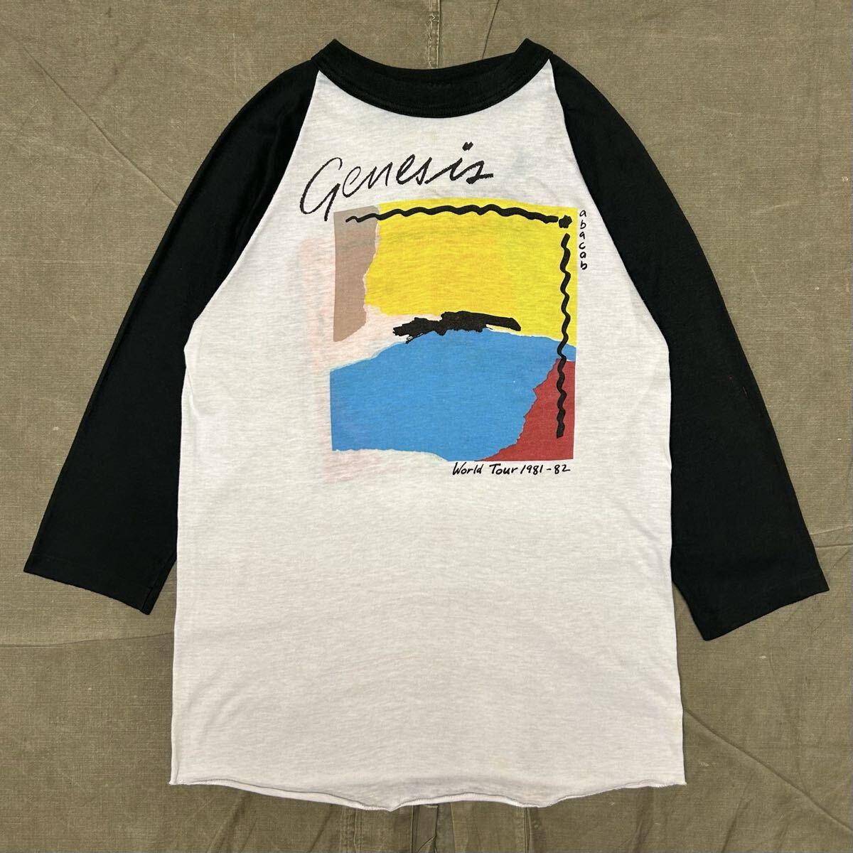 80s ヴィンテージ GNESIS ジェネシス 七分袖 ラグラン バンドTシャツ abacab 両面プリント プログレ ピーターガブリエル フィルコリンズ拍卖