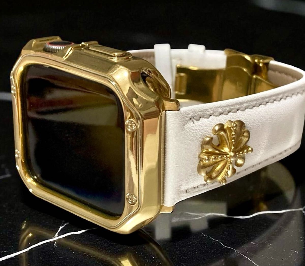 アップルウォッチバンド レザーベルト Apple Watch保護カバーケース 38 40 41 42 44 45 46 49 ultra SE2 TPU ゴールド拍卖