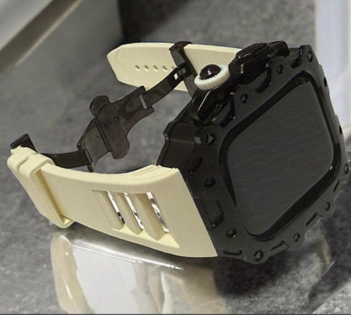 アップルウォッチカスタムカバーケース Apple Watchラバーバンド series(シリーズ)10 46mm サンドブラック拍卖