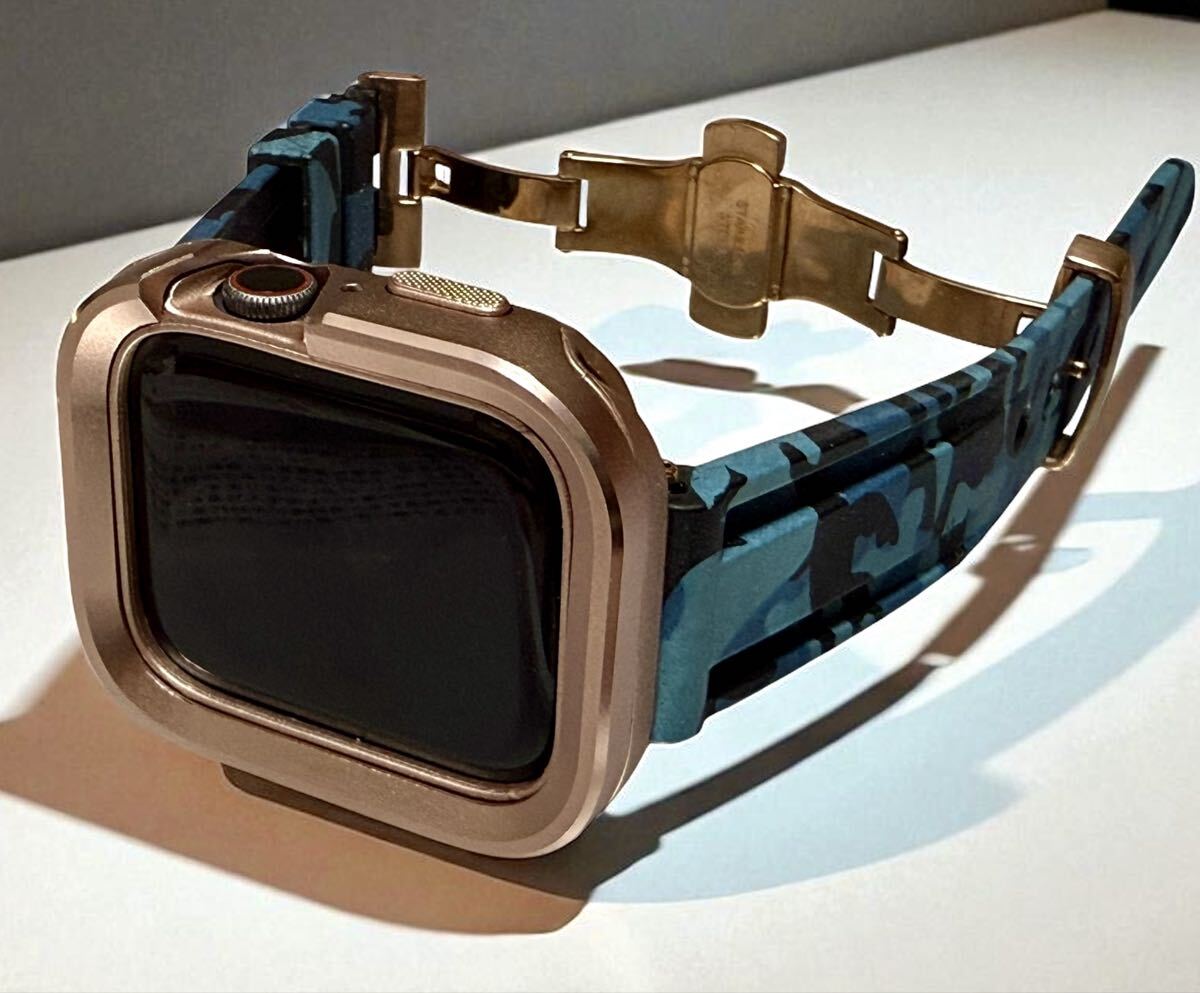 アップルウォッチステンアルミケースカバーAppleWatchラバーバンドベルト 44 45 46 49 SE2/2/3. ultra 1/2/3 対応 -.拍卖