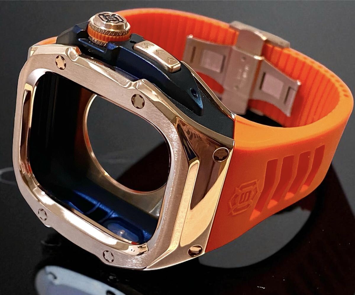 49mm ステンレスケース Apple Watch Ultra 1/2/3 対応 ローズゴールド オレンジ拍卖