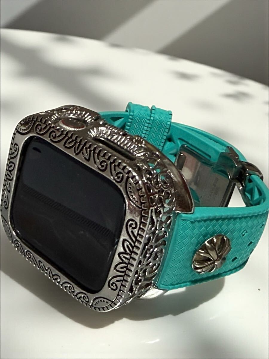 アップルウォッチ カバー ケース Apple Watch ラバーバンドベルト ティファブルー カスタム 44 45 46 49 ultra SE -拍卖
