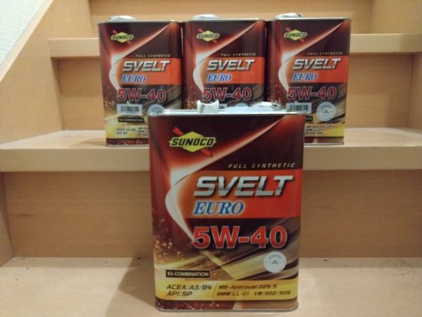 SUNOCO SVELT EUROスノコ スヴェルト スベルト ユーロ SP A3/B4 5W-40 1L 3缶 4L 1缶 計7L エステル配合 合成油 正規品拍卖