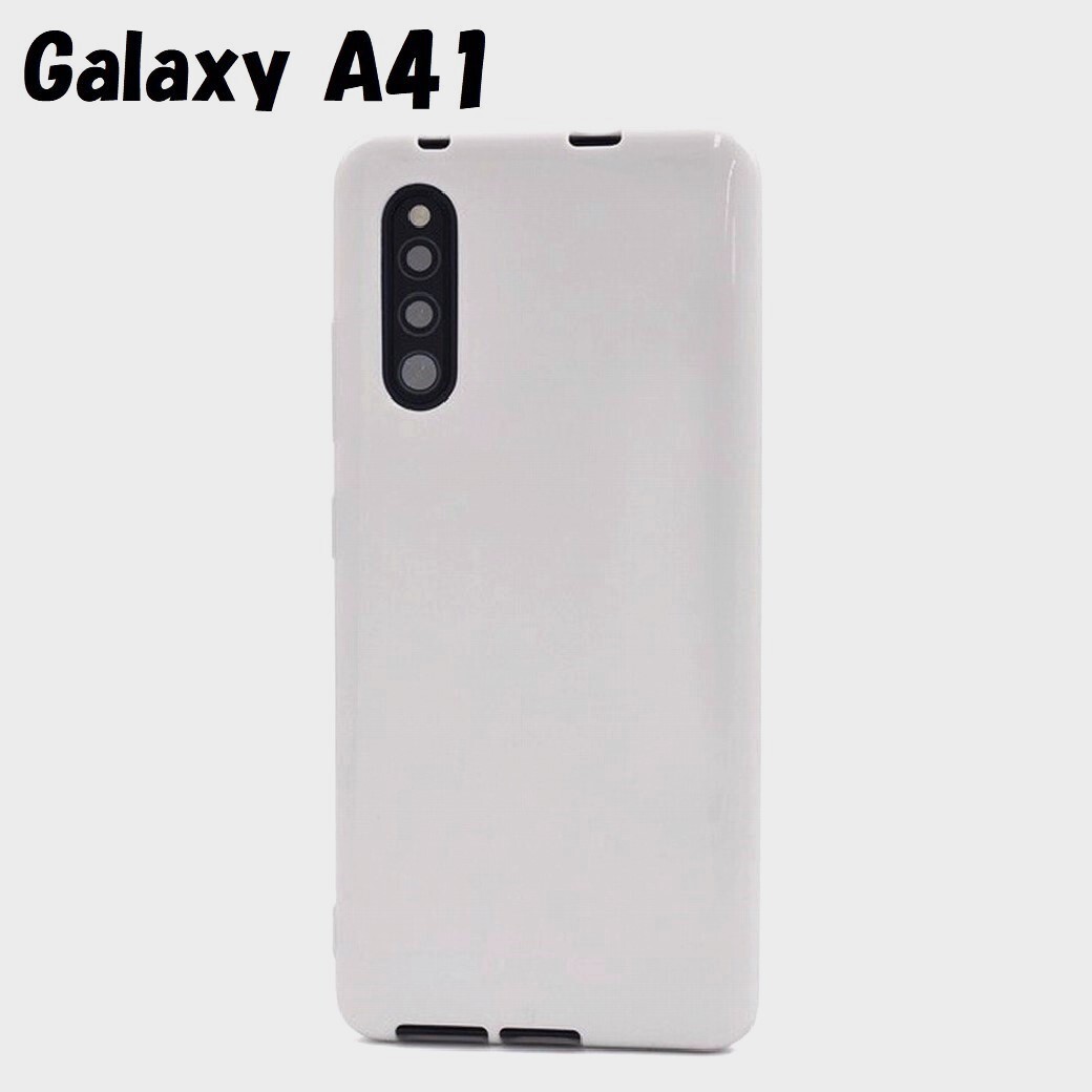 Galaxy A41:光沢感のある 背面カバー ソフト ケース★ホワイト 白拍卖