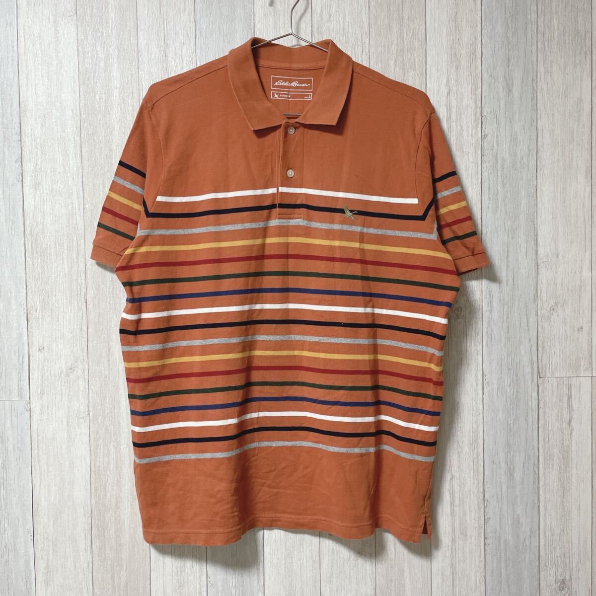 エディーバウアー 半袖ポロシャツ オレンジ ボーダー Lサイズ T1拍卖