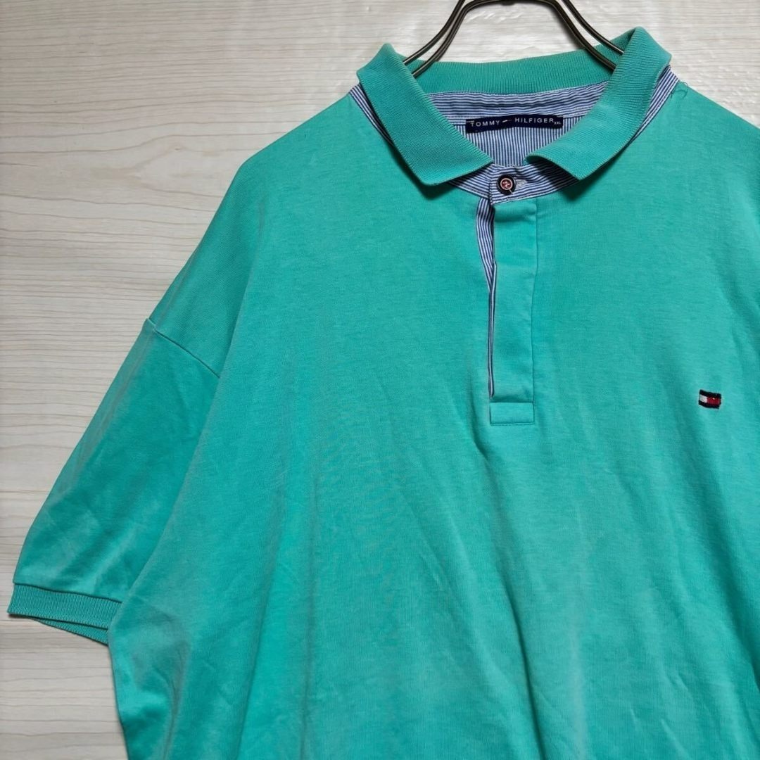 TOMMYHILFIGER 半袖ポロシャツ ロゴ刺繍 XXL ライトグリーン拍卖