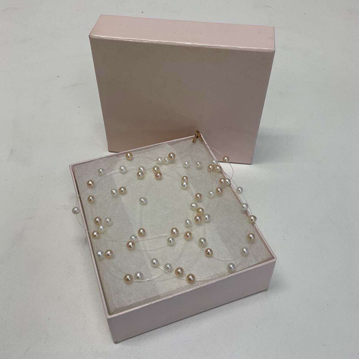営AB103-60T パール ネックレス 刻印750 アクセサリー ワイヤーネックレス 真珠 約44cm 総重量6g拍卖