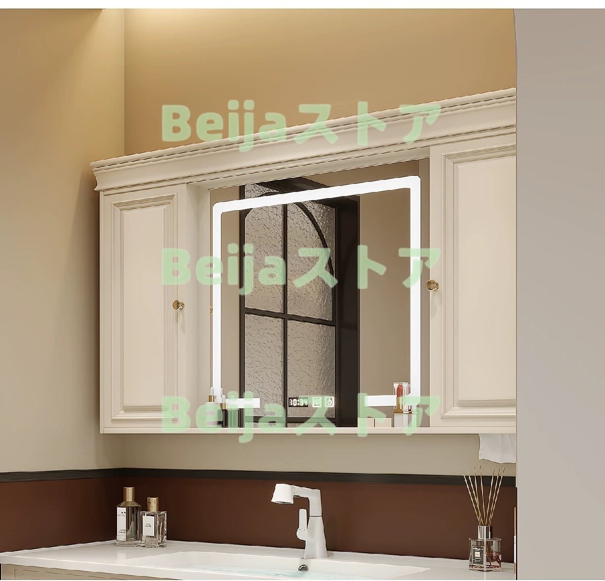 ミラーキャビネット、浴室ミラー 洗面化粧台、お風呂鏡、洗面所用ミラーキャビネット、収納棚 壁掛 おしゃれ、多層収納 シンプ(65*80cm)拍卖