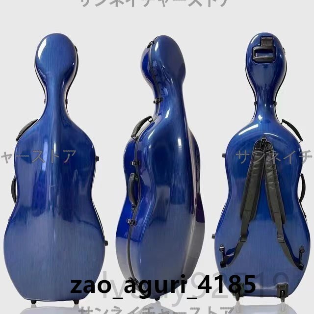 カーボンコンポジットケースは、バックパックとホイールを備えた4/4サイズのチェロに適合します 青です拍卖