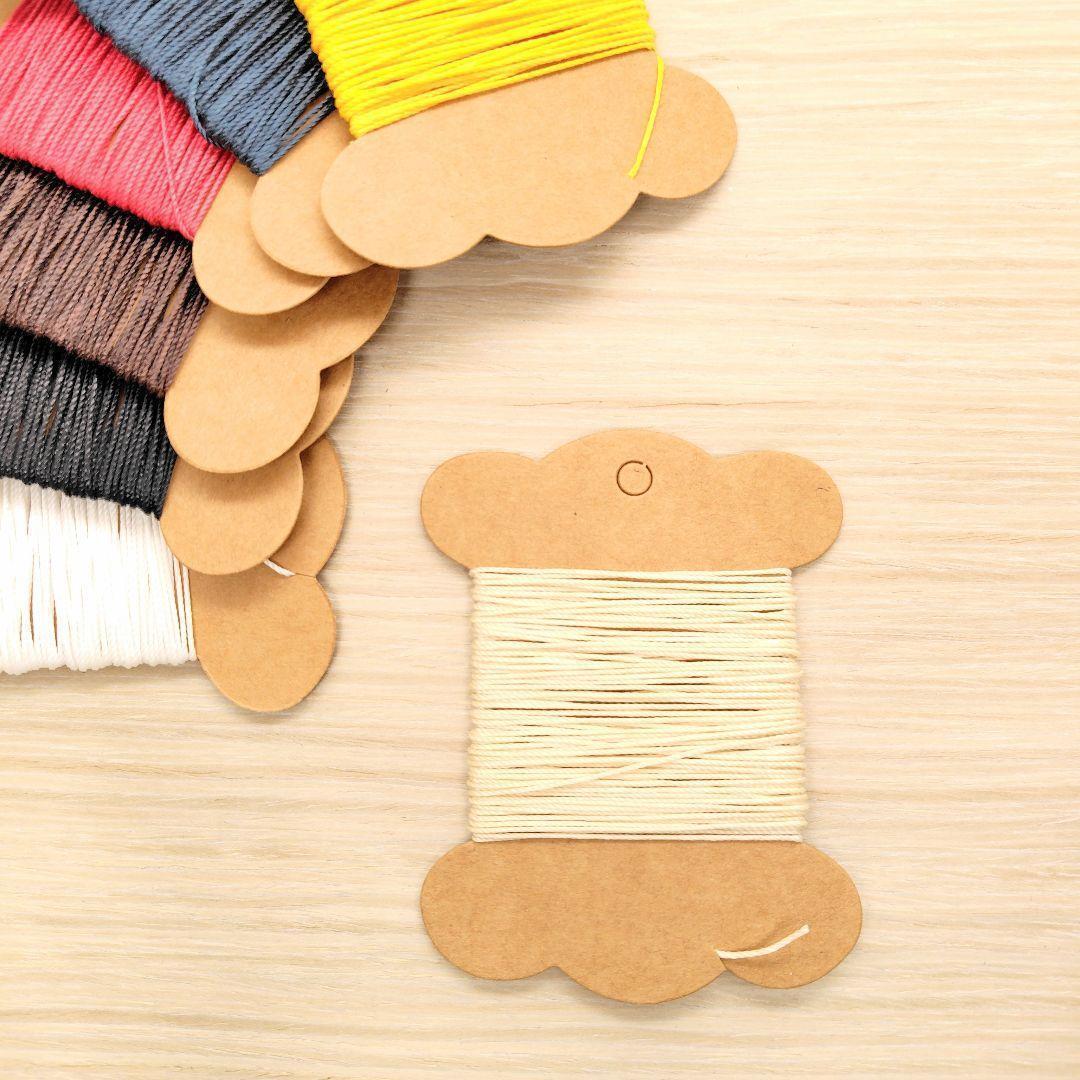 ロウビキ 蝋引き糸 丸紐 0.8mm 10m クリーム ロウ引き ワックスコード拍卖