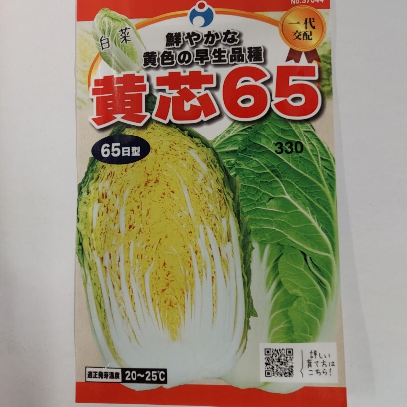 送料無料☆即決!一代交配 耐病性あり 鮮やかな黄色の早生品種 65日収穫可能 はくさい 黄芯65 3袋セット ◇郵便発送拍卖