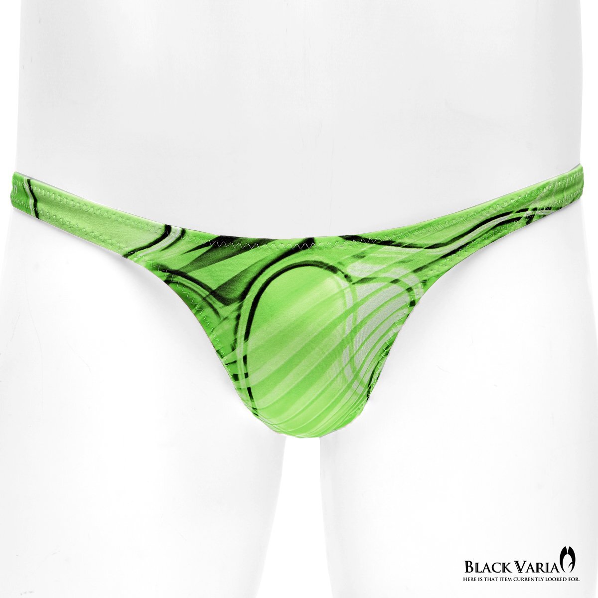 tc043-gr BLACK VARIA Tバック モダン柄 アート柄 ヤシ 下着 ビキニ パンツ メンズ(グリーン緑) M 股下縫い目なし 高機能性素材拍卖