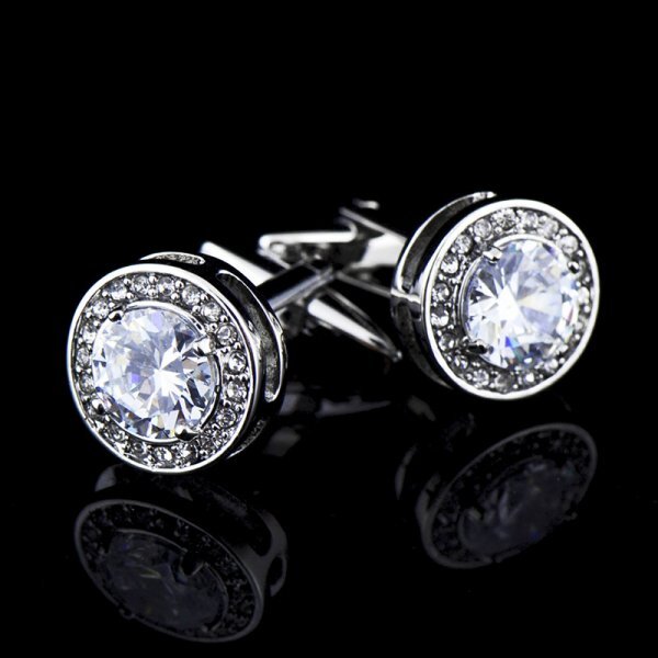 【送料無料】ケース付 カフスボタン カフリンクス カフス メンズ ダイヤカットクリアジュエル シルバー スワロフスキー 0005/21拍卖