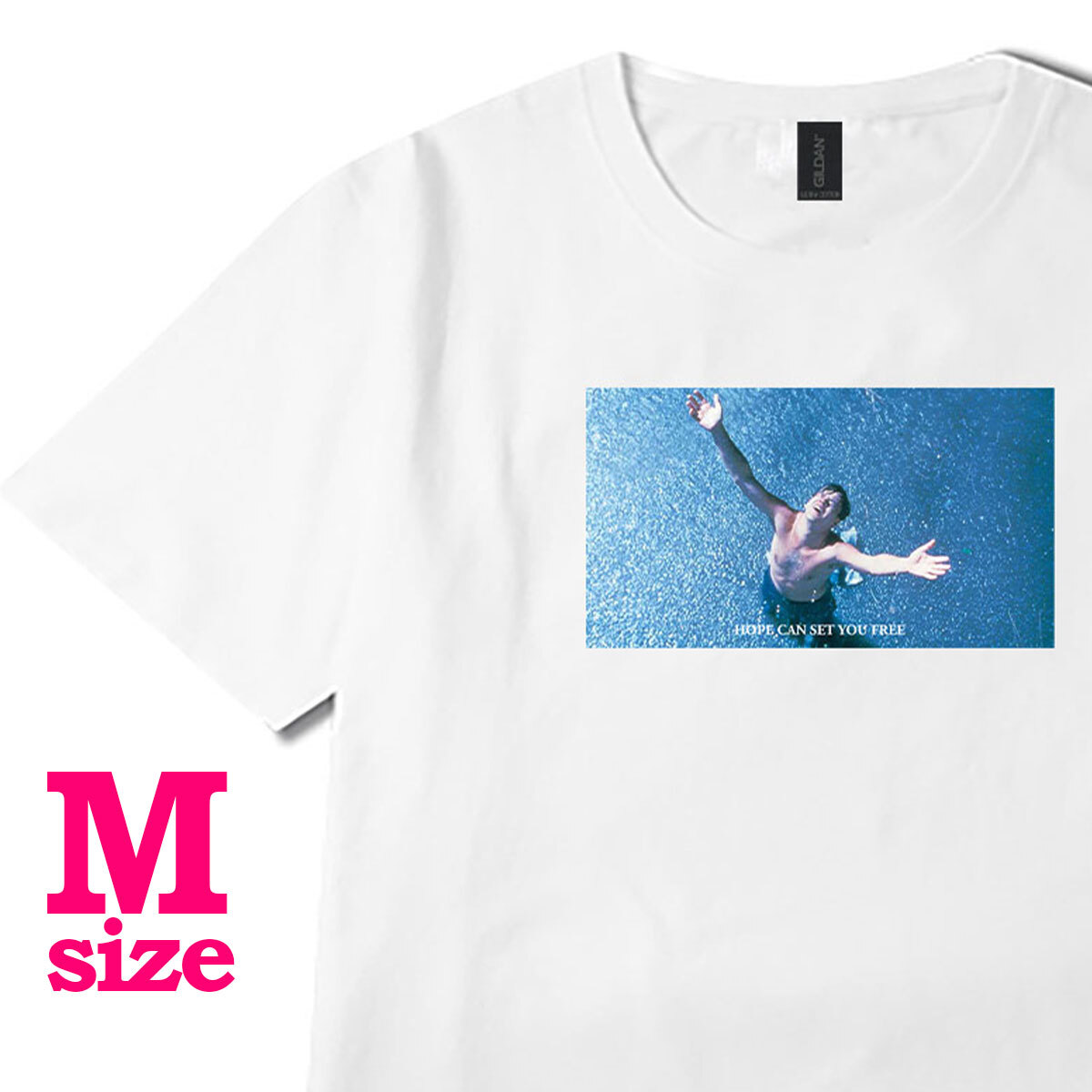 フォトプリント ショーシャンクの空に 柄 Tシャツ ティム・ロビンス カジュアル 映画Tシャツ 半袖 6.0oz コットン100% ユニセックス M拍卖