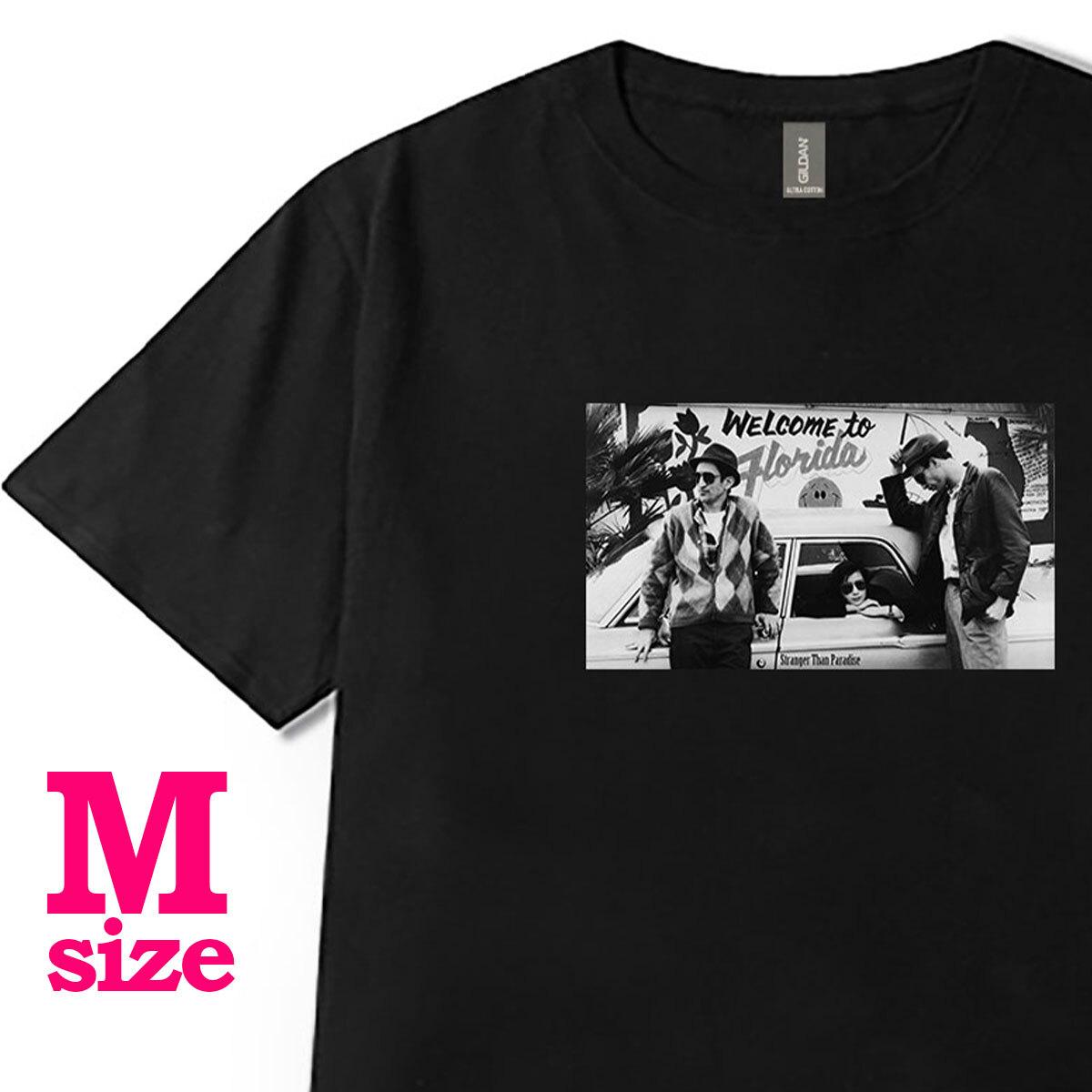 フォトプリント ストレンジャー ザン パラダイス 柄 Tシャツ 映画Tシャツ 洋画 カジュアル キレイめ モノクロ 半袖 6.0oz コットン100% M拍卖
