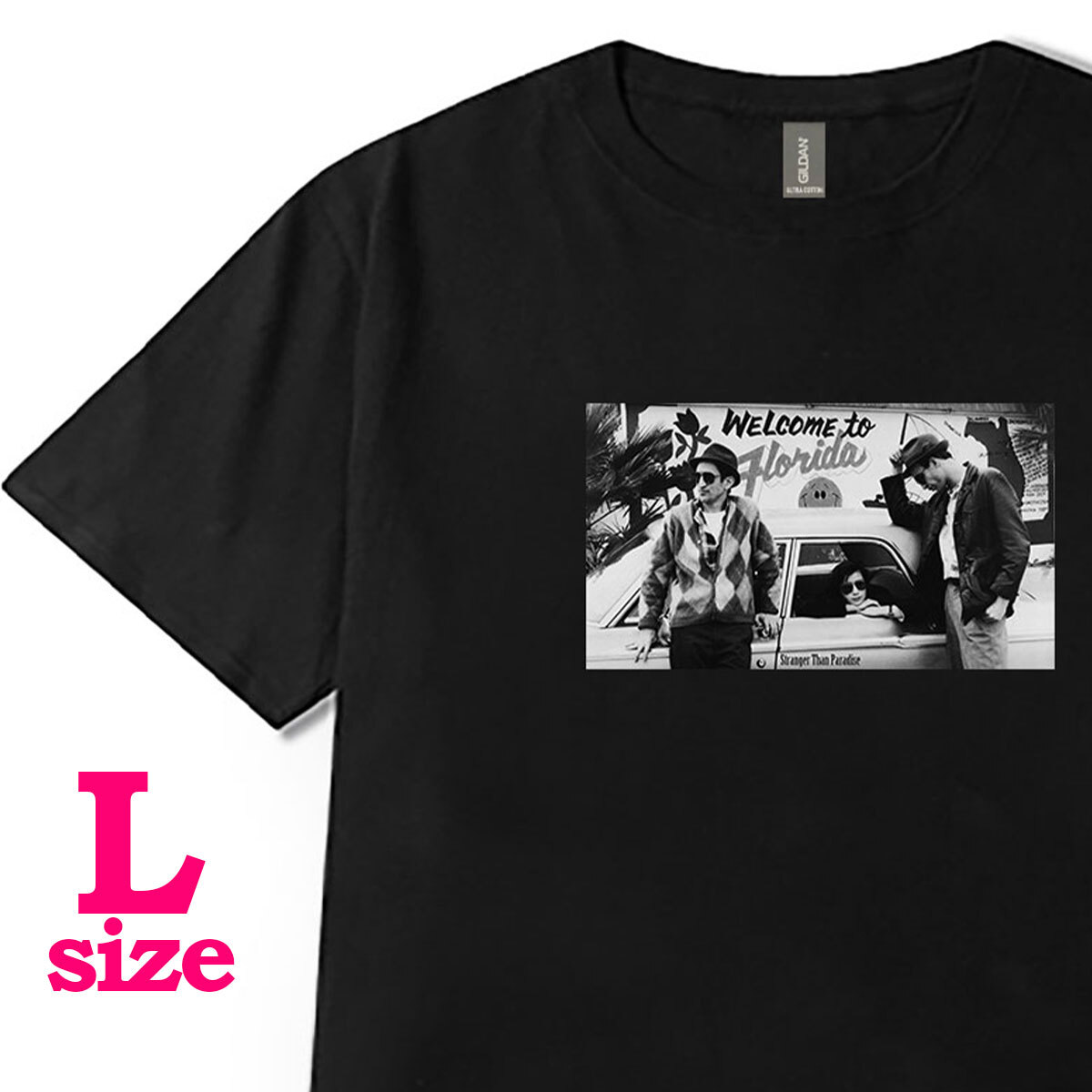 フォトプリント ストレンジャー ザン パラダイス 柄 Tシャツ 映画Tシャツ 洋画 カジュアル キレイめ モノクロ 半袖 6.0oz コットン100% L拍卖