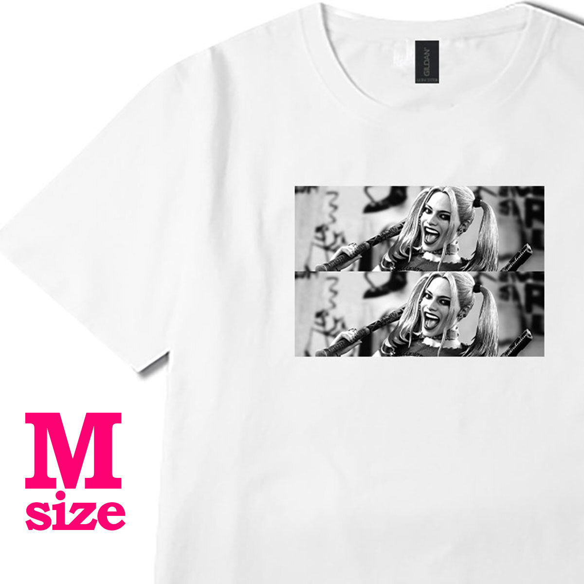 フォトプリント ハーレイ クイン 柄 Tシャツ スーサイド・スクワッド 映画Tシャツ カジュアル 半袖 6.0oz コットン100% ユニセックス M拍卖