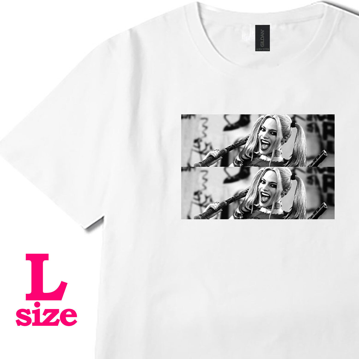 フォトプリント ハーレイ クイン 柄 Tシャツ スーサイド・スクワッド 映画Tシャツ カジュアル 半袖 6.0oz コットン100% ユニセックス L拍卖
