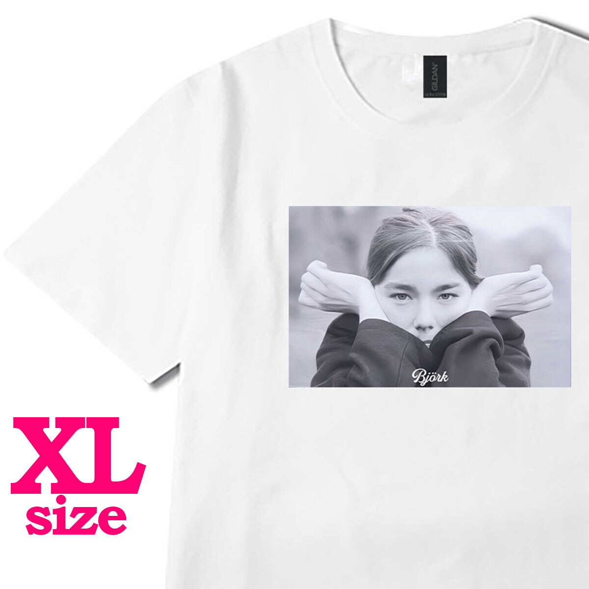 Bjork ビョーク フォトプリント Tシャツ モノクロ キレイめ カジュアル 半袖 6.0oz コットン100% ユニセックス XL拍卖