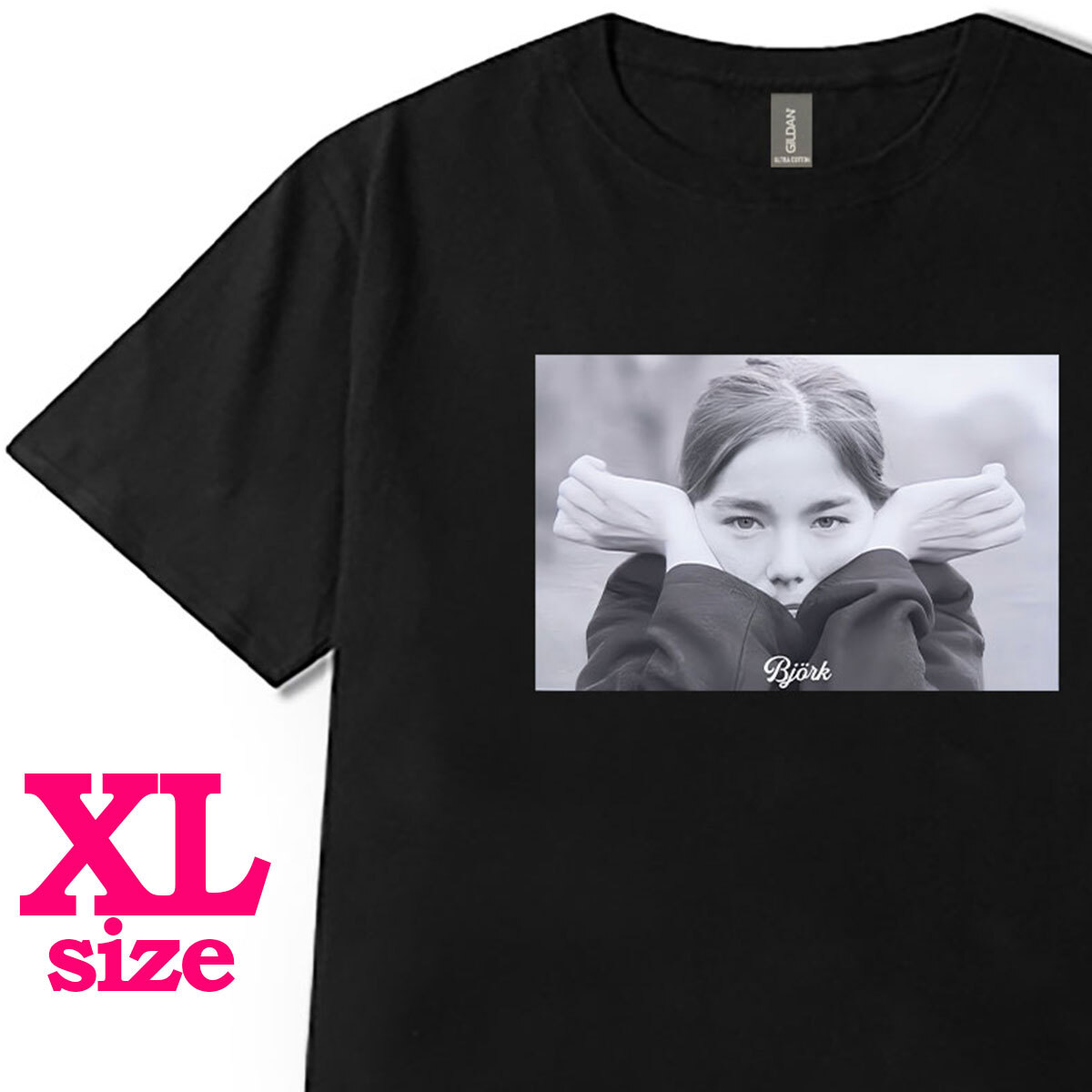 Bjork ビョーク フォトプリント Tシャツ モノクロ キレイめ カジュアル 半袖 6.0oz コットン100% ユニセックス XL拍卖