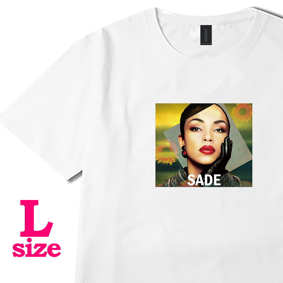 SADE シャーデー 柄 フォトプリント Tシャツ カラフル キレイめ カジュアル 半袖 カジュアル 6.0oz コットン100% L拍卖
