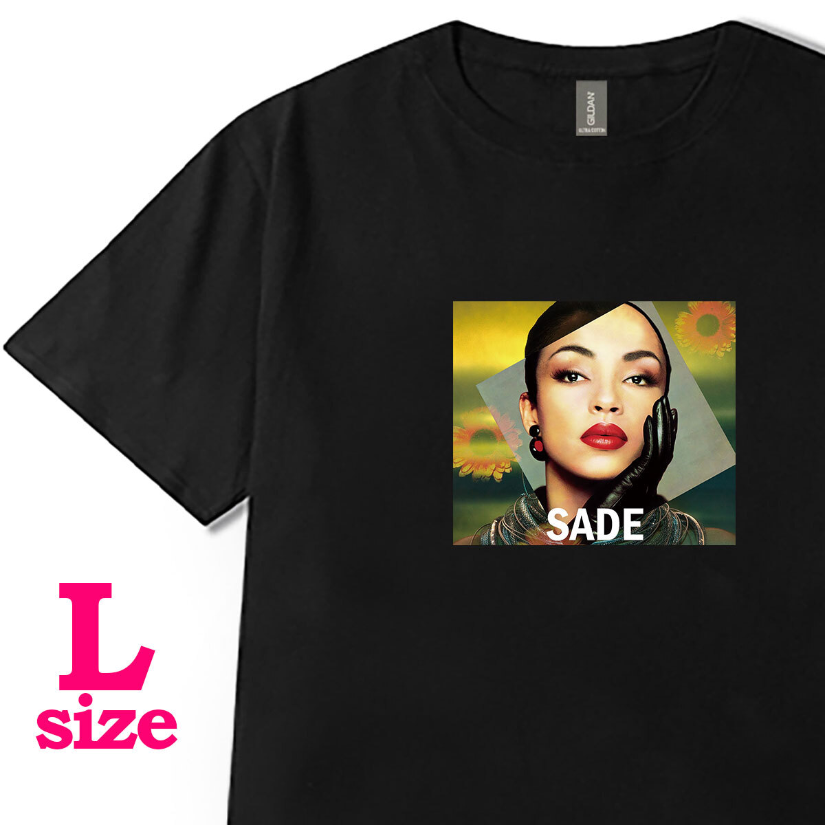 SADE シャーデー 柄 フォトプリント Tシャツ カラフル キレイめ カジュアル 半袖 カジュアル 6.0oz コットン100% L拍卖