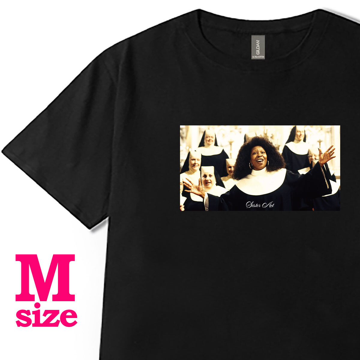 天使にラブソングを 柄 フォトプリント Tシャツ ウーピー・ゴールドバーグ キレイめ カジュアル 半袖 6.0oz コットン100% M拍卖