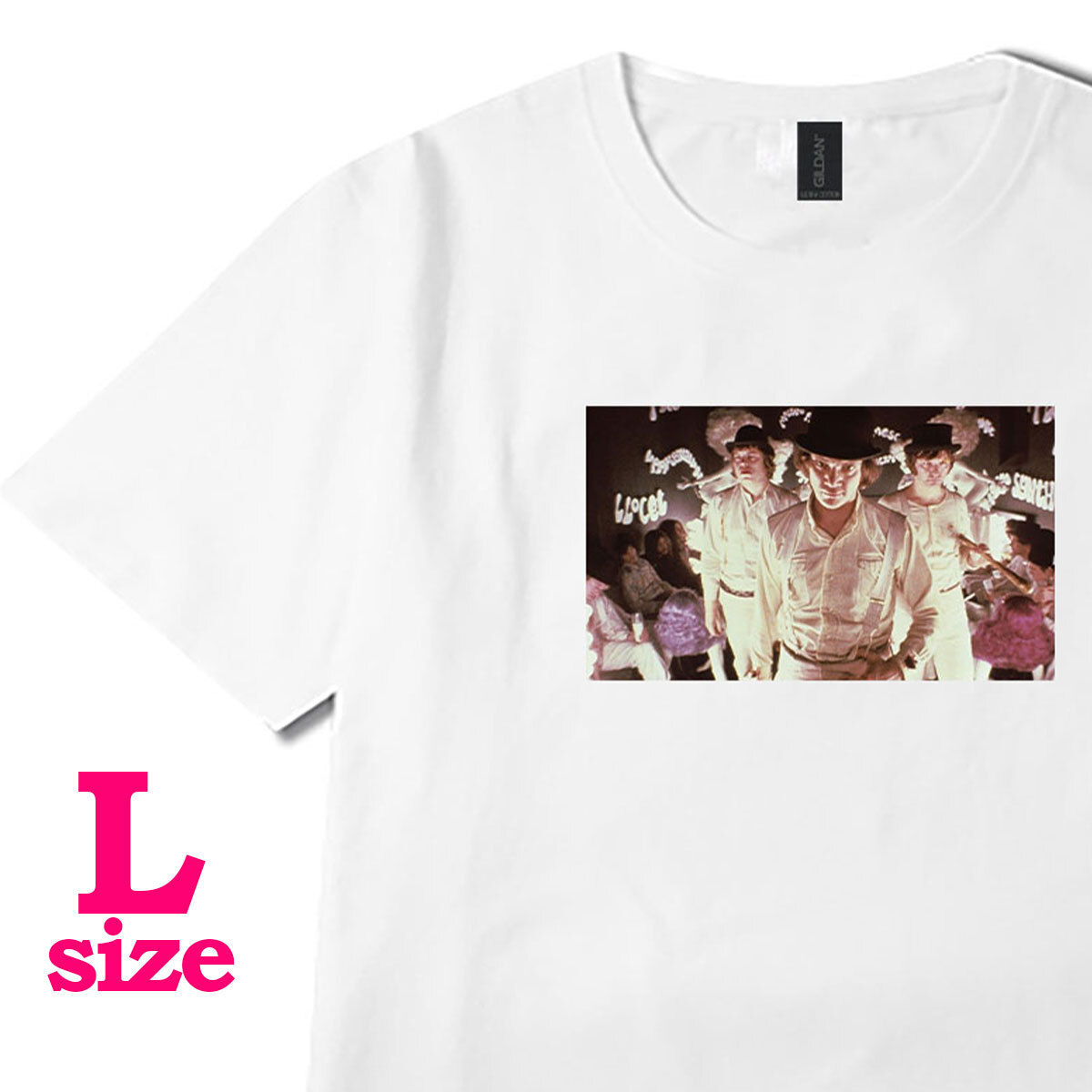 フォトプリント 時計じかけのオレンジ 柄 Tシャツ 映画Tシャツ カジュアル キレイめ 半袖 6.0oz コットン100% ユニセックス L拍卖