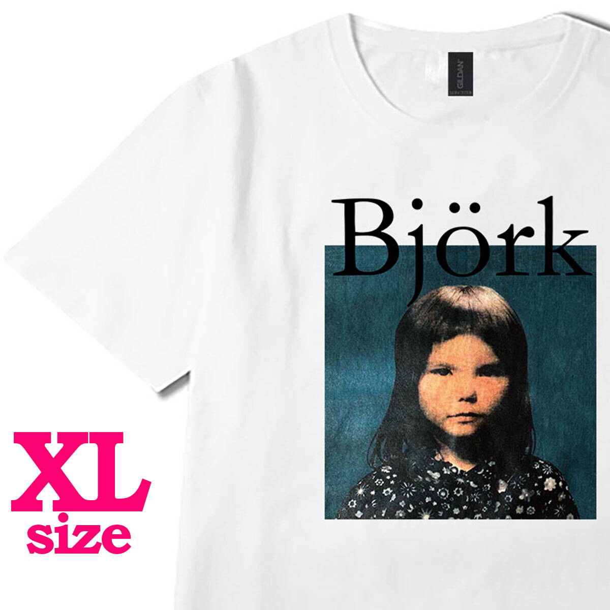 Bjork ビョーク レトロ フォトプリント Tシャツ ロゴデザイン キレイめ カジュアル 半袖 6.0oz コットン100% ユニセックス ホワイト XL拍卖