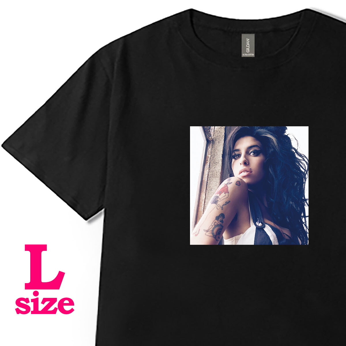 エイミーワインハウス フォトプリント Tシャツ Amy Winehouse ソウル キレイめ カジュアル 半袖 6.0oz コットン100% ユニセックス L拍卖
