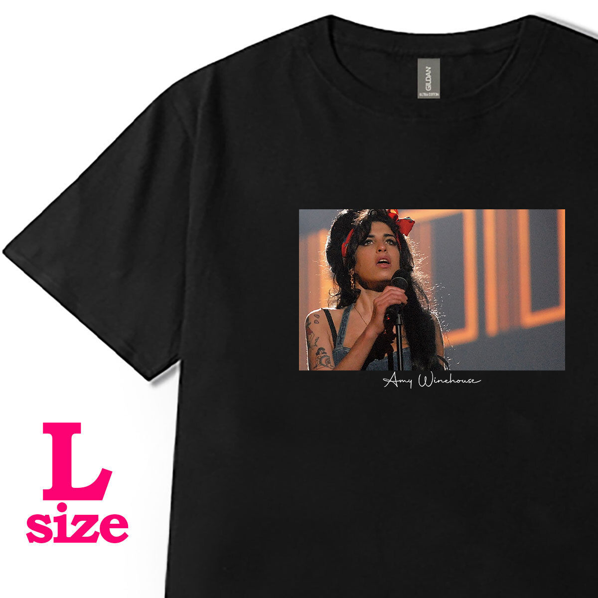 エイミーワインハウス フォトプリント Tシャツ Amy Winehouse ソウル キレイめ カジュアル 半袖 6.0oz コットン100% ユニセックス L拍卖
