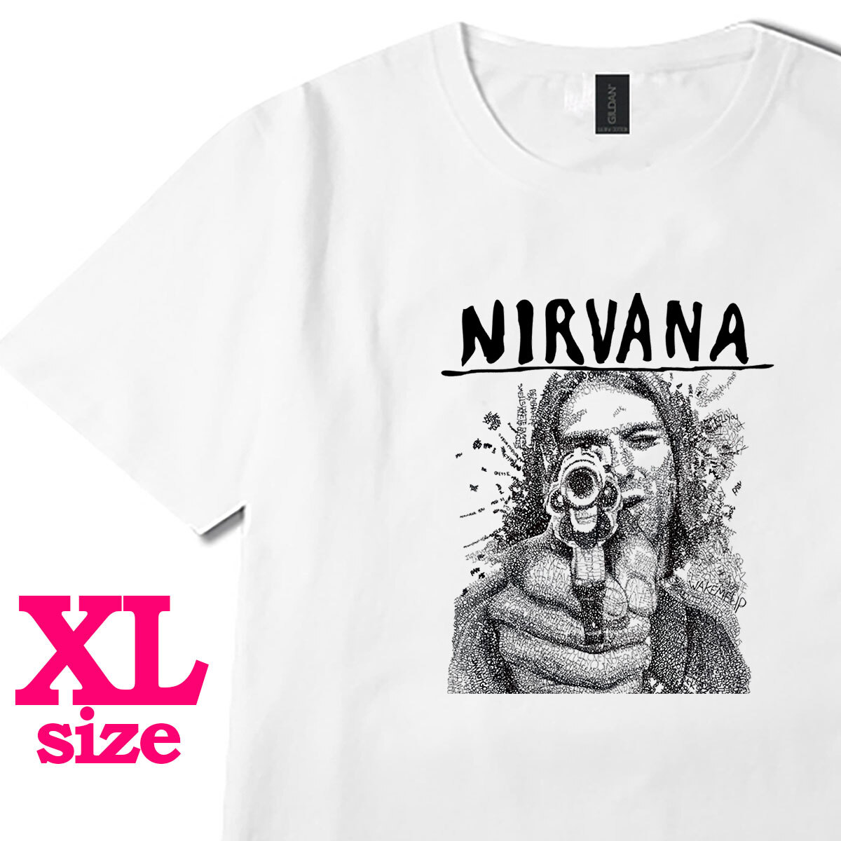 カートコバーン 柄 イラストプリント Tシャツ ミュージックTシャツ バンド カジュアル キレイめ 半袖 6.0oz コットン100% XL拍卖