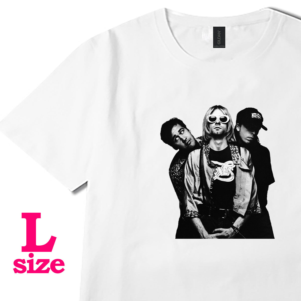 NIRVANA フォト プリント Tシャツ ニルヴァーナ カートコバーン バンドTシャツ カジュアル キレイめ 半袖 6.0oz コットン100% L拍卖