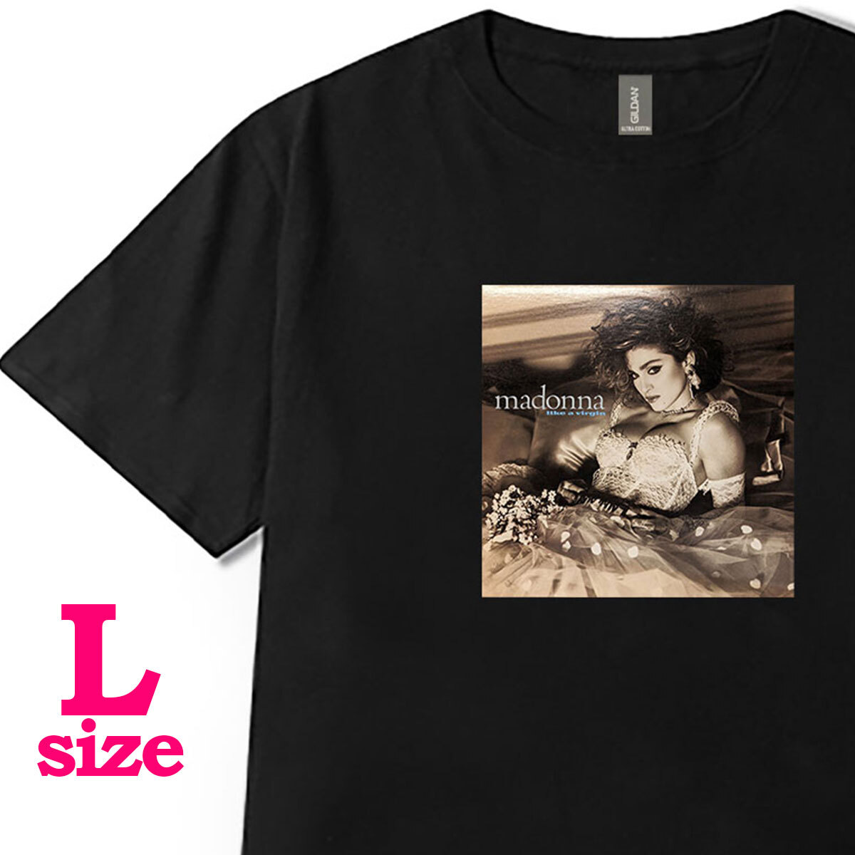 フォトプリント マドンナ 柄 Tシャツ ライク・ア・ヴァージン Like a Virgin キレイめ 半袖 カジュアル 6.0oz コットン100% ユニセックス L拍卖