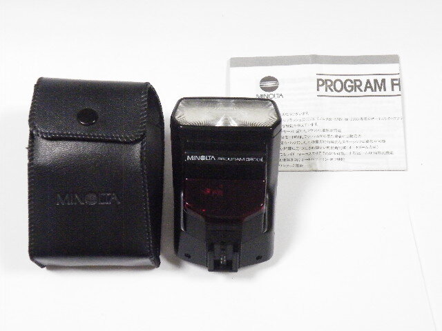 ◎ MINOLTA PROGRAM 3200i ミノルタ ストロボ ケース、説明書付 (発光確認済)拍卖