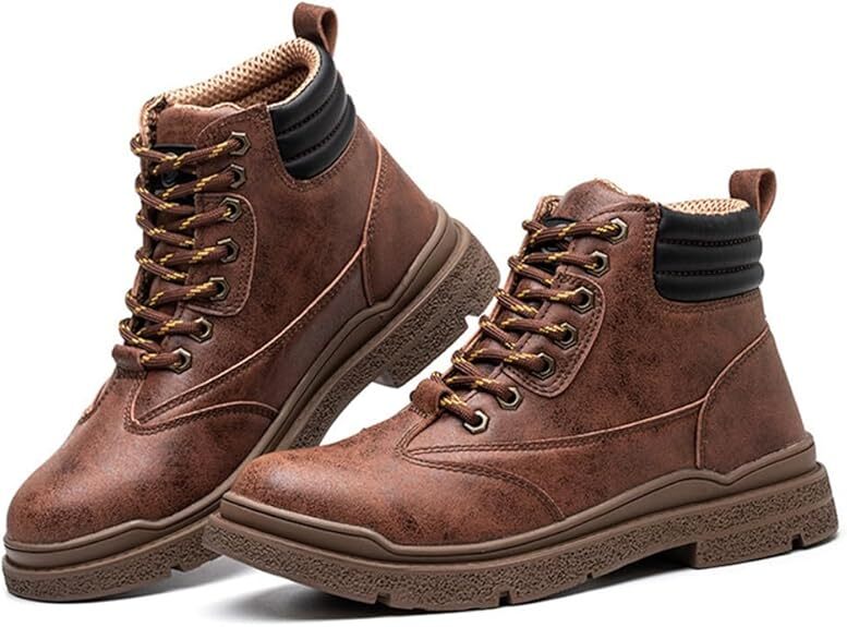 安全靴 ハイカット 革靴 作業靴 防水 あんぜん靴 軽量 通気性 鋼鉄先芯入り 防滑 ブラウン サイズ:25.5cm拍卖