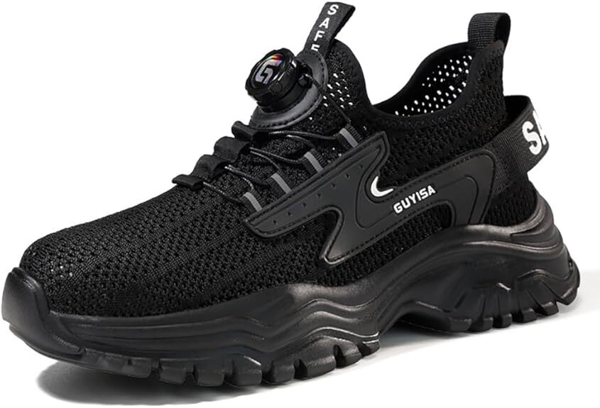 夏用安全靴 ダイヤル式安全靴 作業靴 通気性 軽量 ローカット 鋼鉄先芯入り 踏み抜き防止 耐滑 耐摩耗 サイズ:25.5cm拍卖