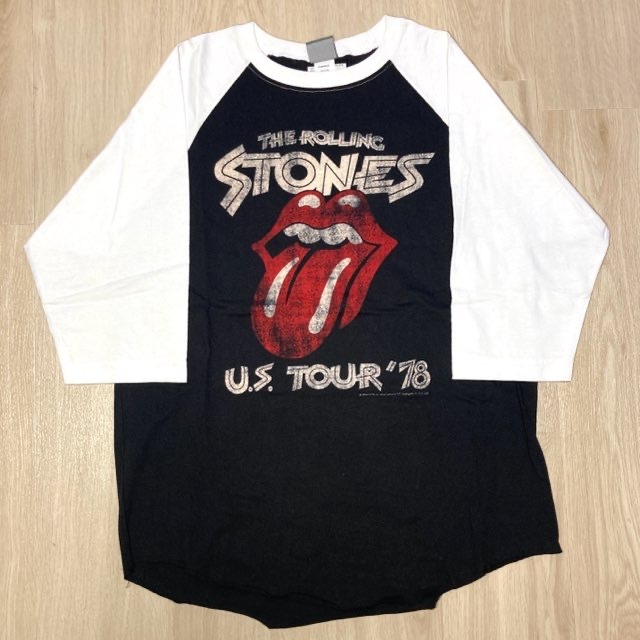 ★The Rolling Stones★ローリングストーンズ U.S. TOUR'78 ラグラン 七分袖 ベロTシャツ sizeM/USA製/y2k/walloffame/バンドT/KU23G074拍卖