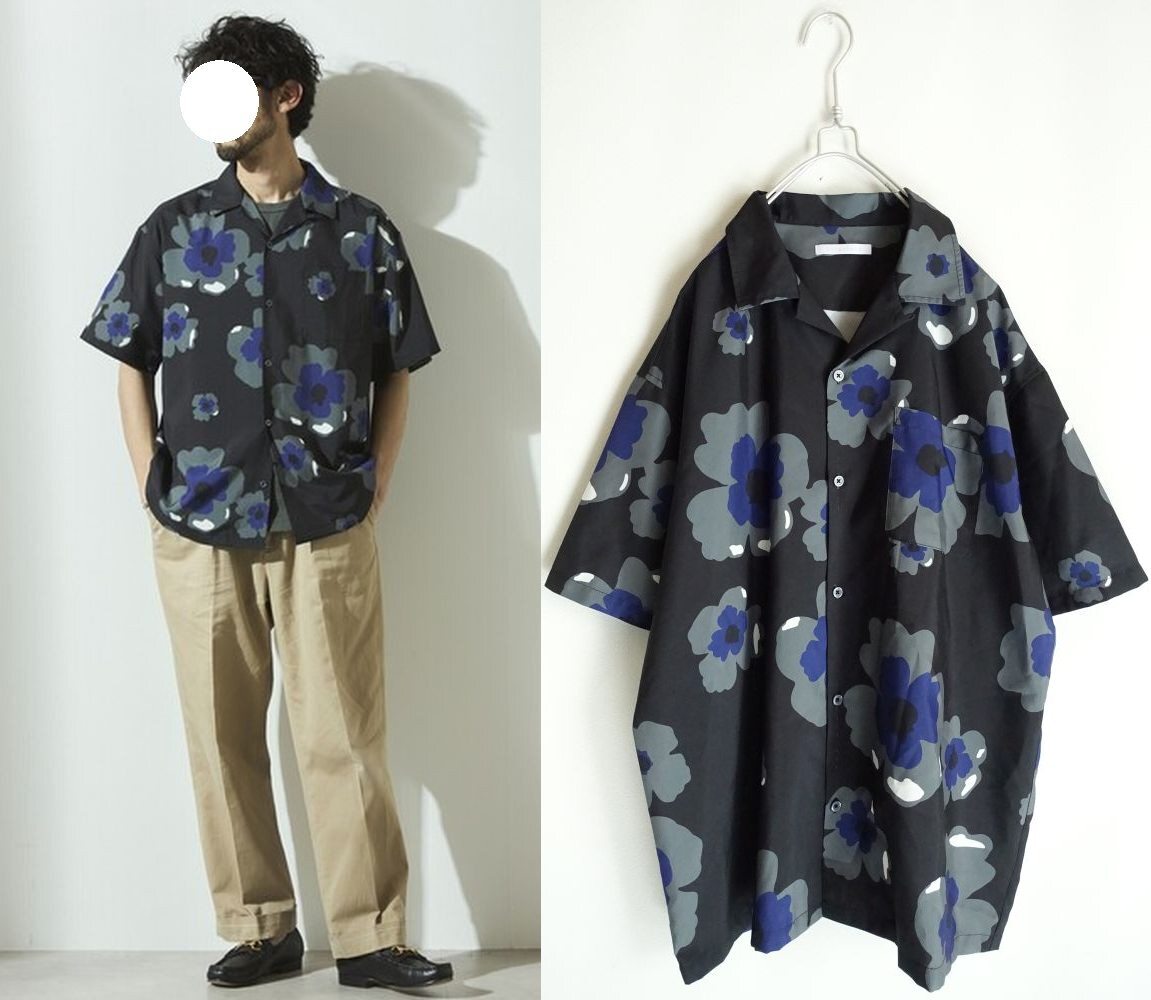 Firsthand ファーストハンド ☆総柄デザイン開襟シャツ☆マリメッコ風 シャツ拍卖