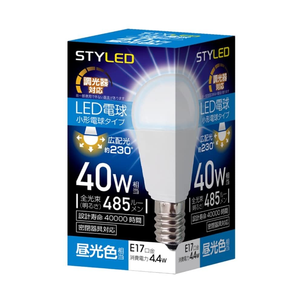 スタイルド LED電球 E17 昼光色 40W形相当 調光器対応 ミニクリプトン形 広配光タイプ 密閉器具対応 HA4D17D1 1個拍卖