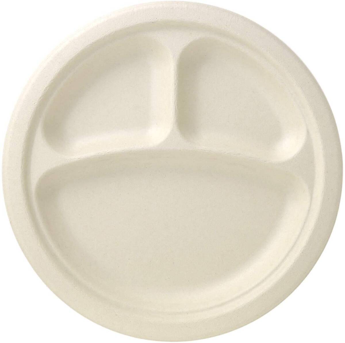 ストリックスデザイン 使い捨て 紙皿 仕切り付き 50枚 23.5cm 未晒し 耐水・耐油加工で染みにくい プレート 皿 おしゃれ レンジ対応拍卖