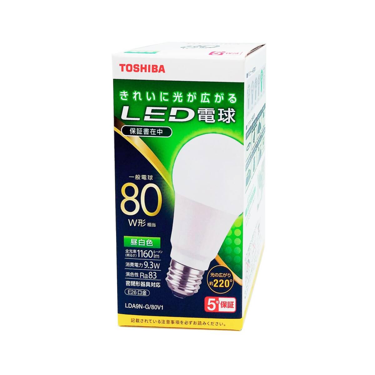 東芝(TOSHIBA) LED電球 80W相当 全方向 昼白色 E26口金 1P 密閉器具対応 LDA9N-G/80V1拍卖