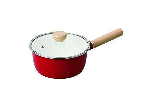 パール金属 クレヴィア ホーローガラス蓋片手鍋18cm レッド拍卖