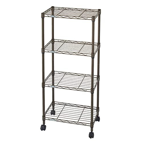 ドウシシャ ルミナス カラーラック ブラウン 4段 幅45 スリム オシャレでかわいい スチールラック 棚 収納 全体耐荷重120kg キャスタ拍卖