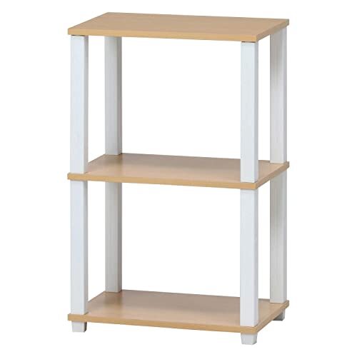不二貿易(Fujiboeki) オープンラック シェルフ 3段 幅47×奥行29.5×高さ75.7cm ナチュラル ホワイト 軽量 工具不要 組拍卖