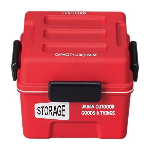 正和 弁当箱 2段 STORAGE スクエアコンテナランチ レッド 下段350ml上段200ml 保冷剤付き - 1個入1個セット 447886拍卖